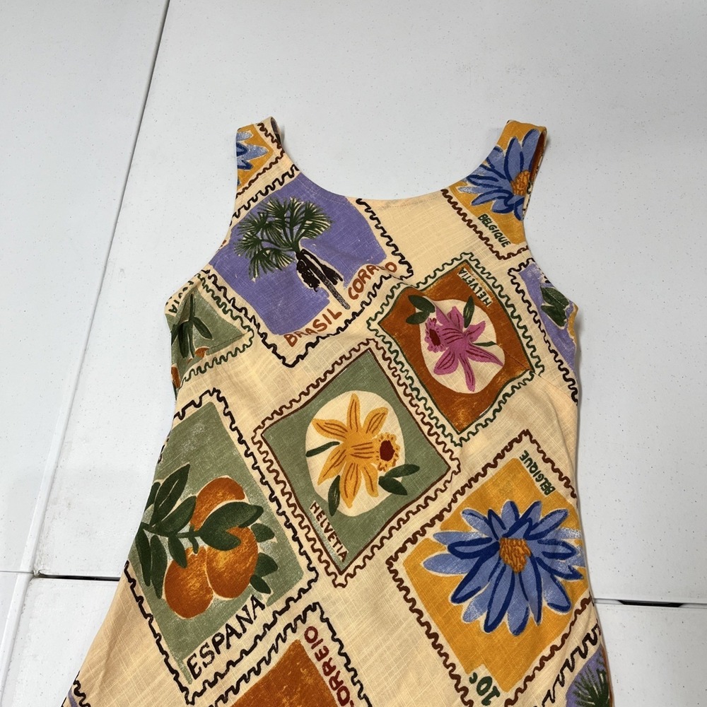 Sleeveless Maxi Dress in Yellow Floral Tile Print - Picture 13 of 16